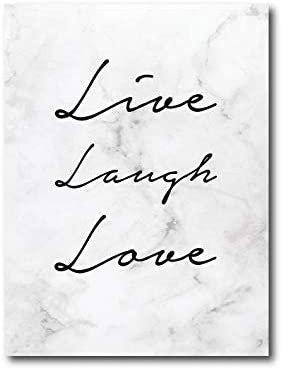 Quadro su tela, 40 x 60 cm. "Live,Laugh,Love". White marble textute design. - G Factory Design di Gaipa Dario - P.Iva 03547280838