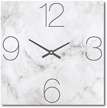 Orologio da Parete grigio, effetto marmo 50 x 50 cm. Minimal style –