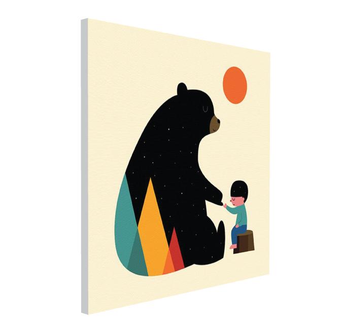 Quadro su tela "Bear & baby boy". Stile geometrico, colorful modern design. - G Factory Design di Gaipa Dario - P.Iva 03547280838