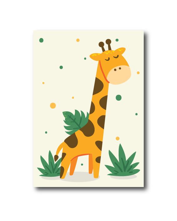 Quadri su tela, set da 4. Giraffa, leone, elefante, tigre. Animali della foresta per bambini. - G Factory Design di Gaipa Dario - P.Iva 03547280838