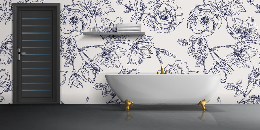 Carta da parati in stile floreale, hand drawn flowers. Modern minimal chic design. - G Factory Design di Gaipa Dario - P.Iva 03547280838