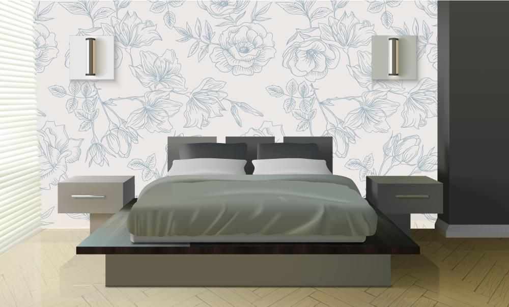 Carta da parati in stile floreale, hand drawn flowers. Modern minimal chic design. - G Factory Design di Gaipa Dario - P.Iva 03547280838