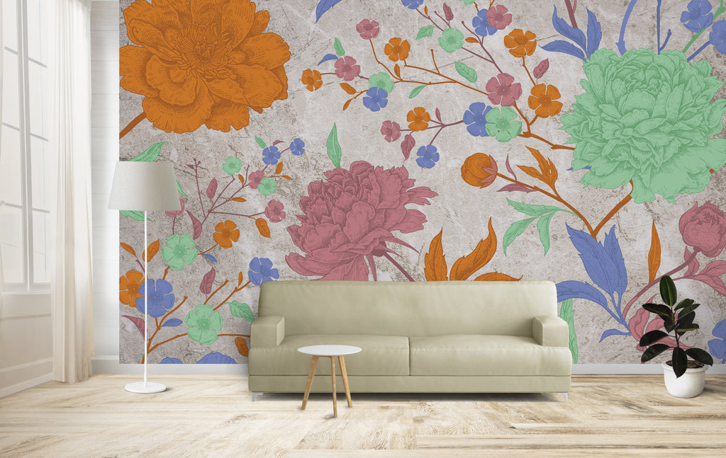 Carta da parati "Rainbow Flow". Design floreale contemporaneo moderno. (Variation1) - G Factory Design di Gaipa Dario - P.Iva 03547280838