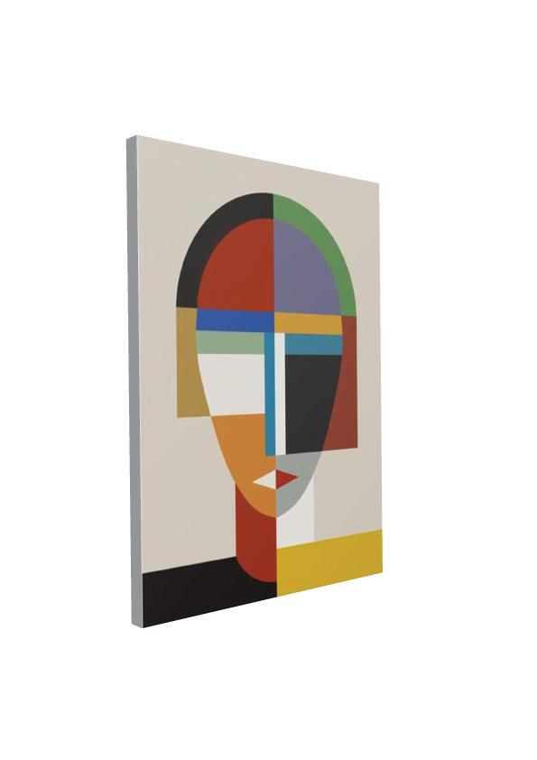 Quadro su tela, 50 x 70 cm. "Futuristic Lady Face". Stile geometrico astratto. - G Factory Design di Gaipa Dario - P.Iva 03547280838