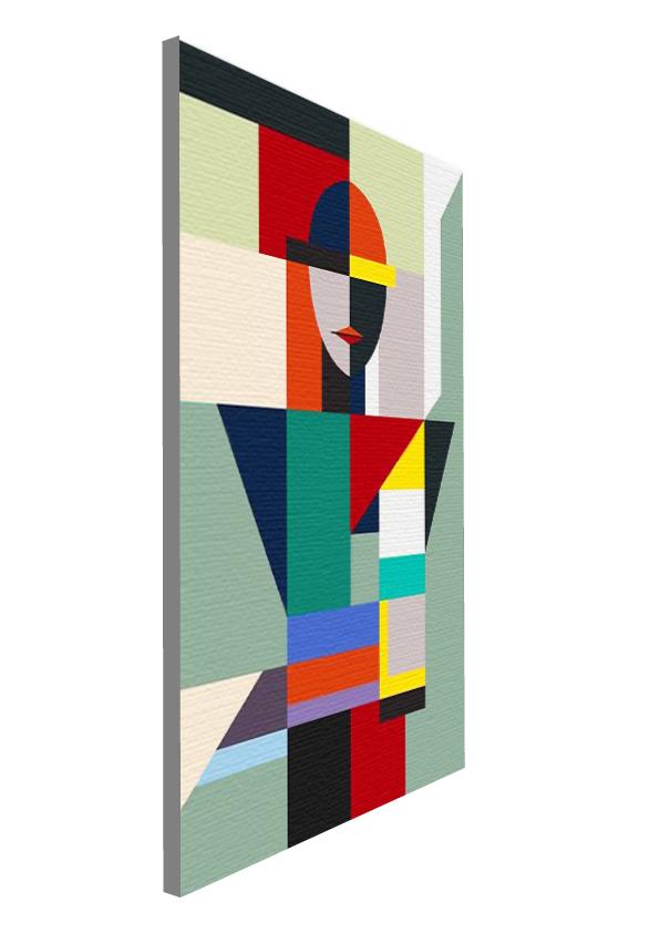 Quadro su tela, 70 x 100 cm. "Futuristic woman". Stile geometrico astratto futurista. - G Factory Design di Gaipa Dario - P.Iva 03547280838