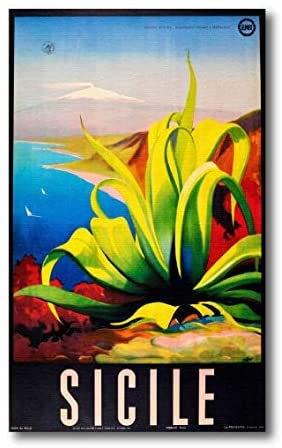 Quadro su tela, 30 x 47 cm. Sicilia. Sicilian Vintage Poster. - G Factory Design di Gaipa Dario - P.Iva 03547280838