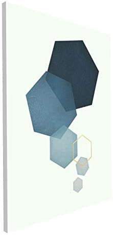 Quadro su tela 60 x 80 cm. "Blu exagons" stile geometrico moderno. - G Factory Design di Gaipa Dario - P.Iva 03547280838