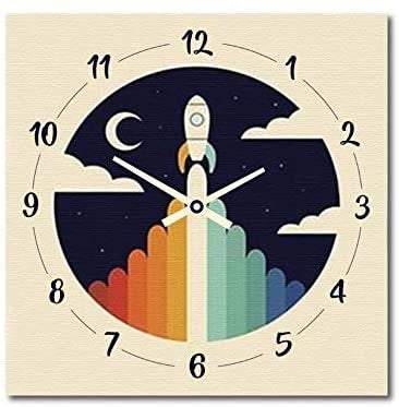 Orologio da Parete per Bambini, Space Shuttle 30 x 30 cm, Razzo Spaziale, New Vintage design. - G Factory Design di Gaipa Dario - P.Iva 03547280838