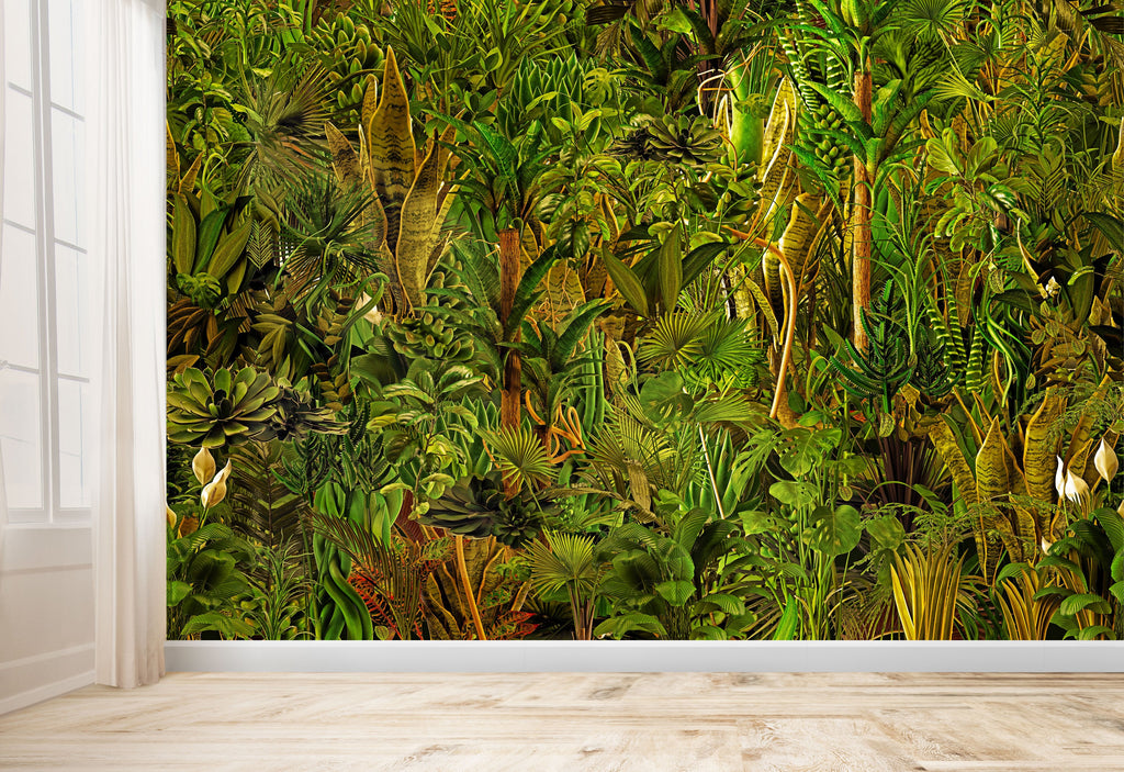 Carta da parati "Jungle Oil Paint". Realistic Leaves HD Quality. - G Factory Design di Gaipa Dario - P.Iva 03547280838