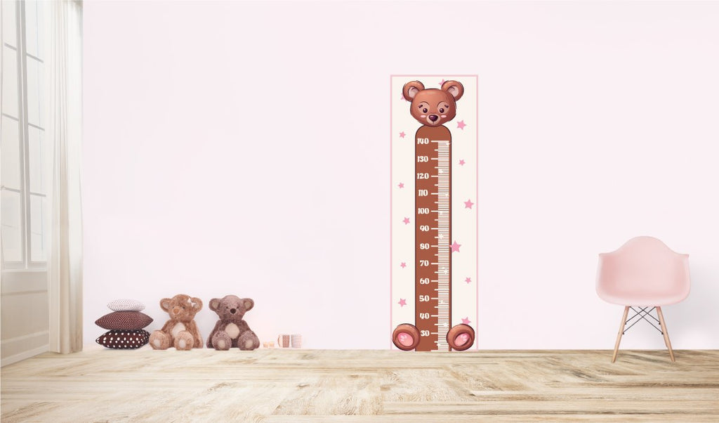 Metro da parete adesivo per bambini. Orso Babygirl, L 50 x 157 H cm. Decorazioni cameretta, accessori infanzia. High quality design. - G Factory Design di Gaipa Dario - P.Iva 03547280838